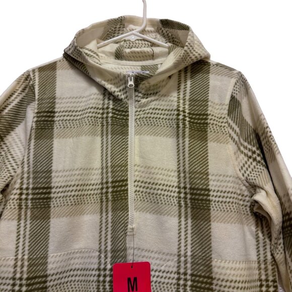 Womens Size Medium Plaid Fleece Hoodie Jacket With Zip-Up Closure & Front Pocket - Picture 5 of 12